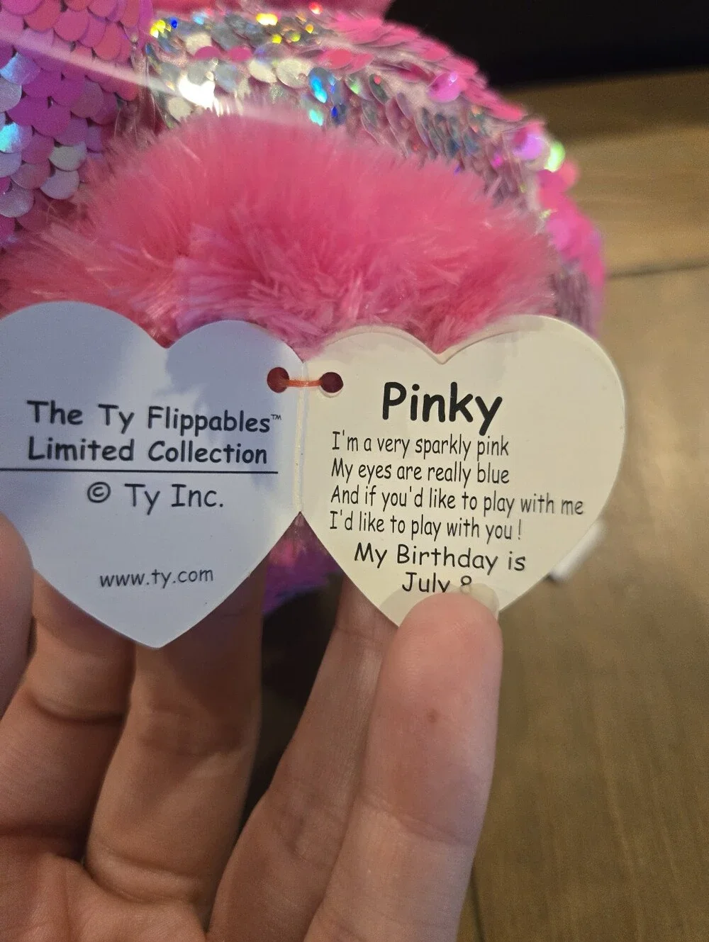 Ty Pinky Pink & Silver Sequin Plush Flamingo New